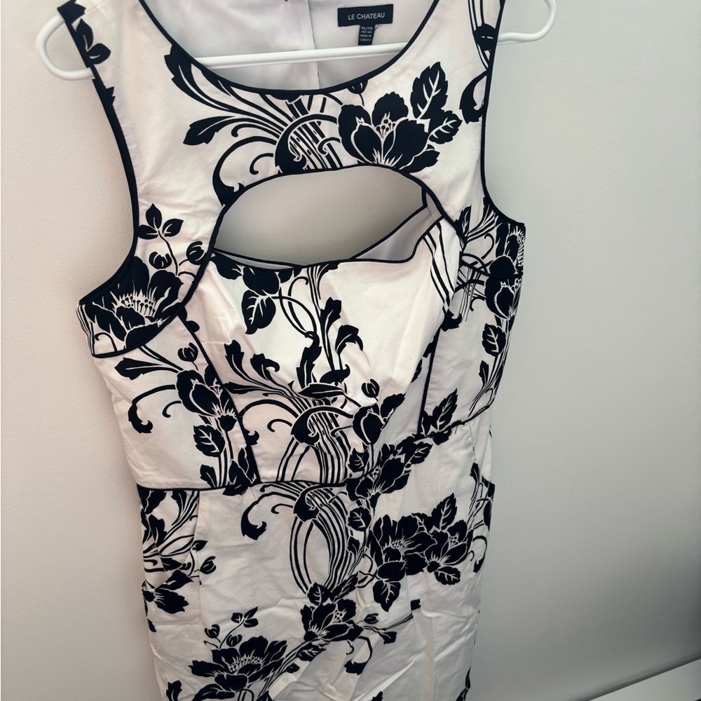 Le Chateau Black and White Floral Dress
